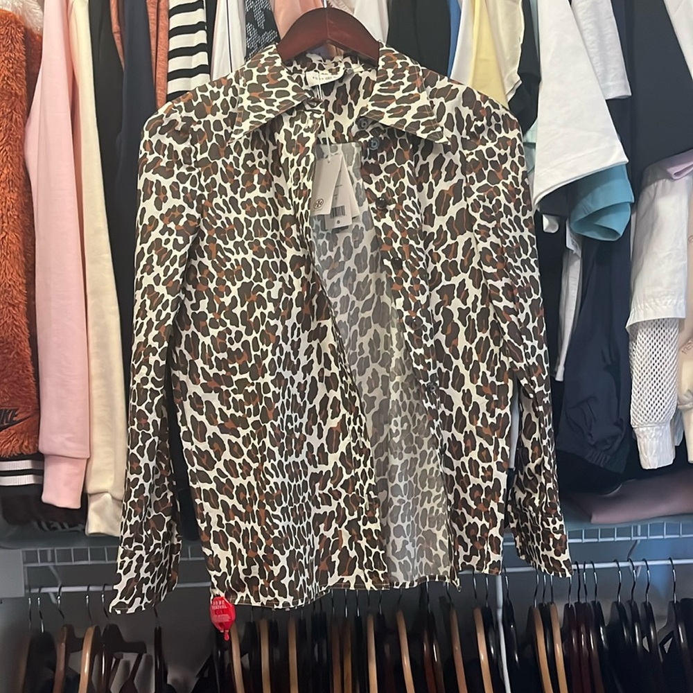 Tory Burch Reva Leopard Poplin Shirt
